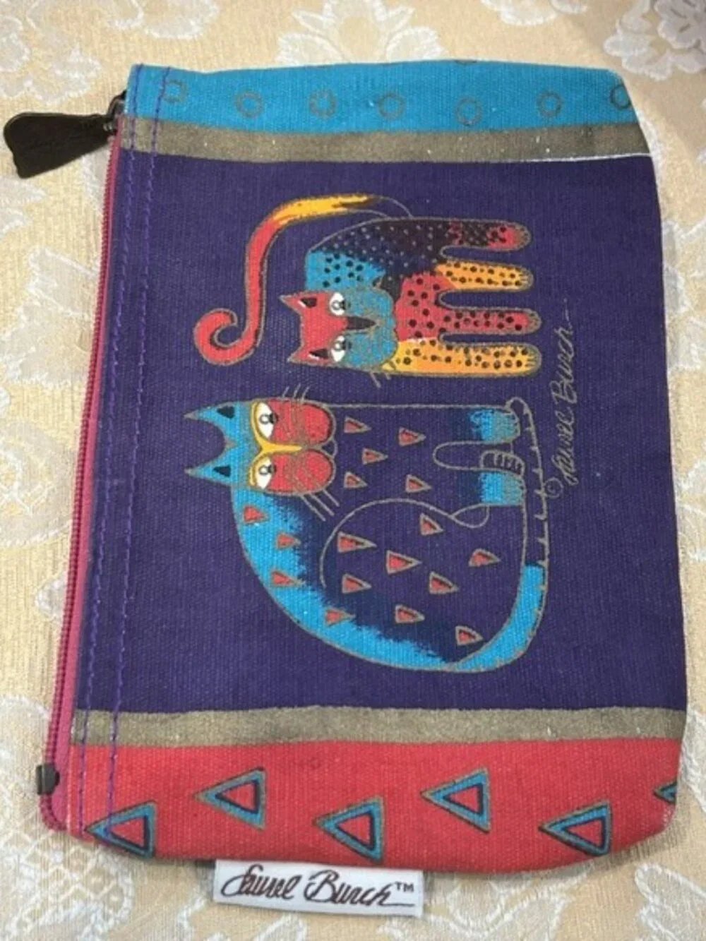 LAUREL BURCH Colorful CAT Make Up BAG POUCH